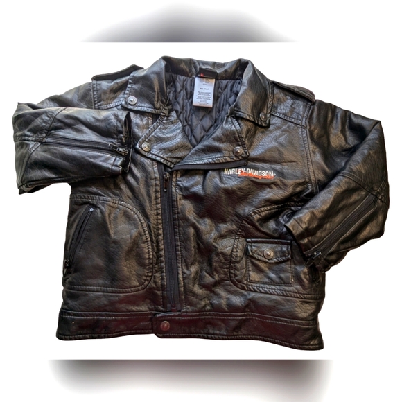 Harley Davidson Youth Jacket PU Size 4 Black Biker M-2 - Picture 1 of 16